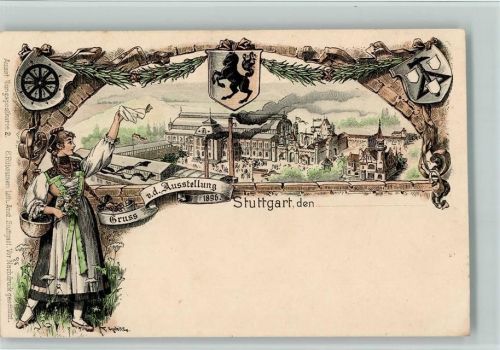Stuttgart 1898 Gruss aus - Tracht, Wappen, Ausstellungkarte Nr. 2 , gute erhaltung AK