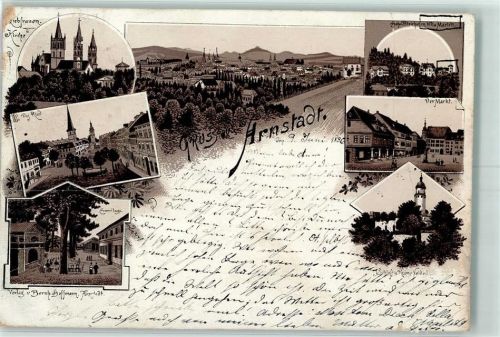 Arnstadt 1896 Liebfrauen-Kirche Dag Ried Eremitage Hohe Bleiche Vila Marlett Der Markt Schloss Ruine Neideck