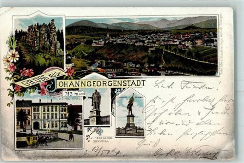 Johanngeorgenstadt 1904 Hotel Saxe Johann George-Denkmal Kriegerdenkmal