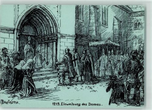 Coswig Histtorischer Festzug zum 225 jähr. bestehen der Schützengesellschaft Einweihung des Doms sign. Max Korn