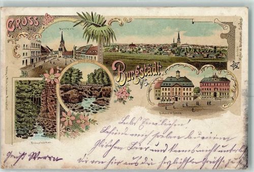 Burgstädt 1898 Marktplatz Brauselochthal Schweizerthal Rathaus Schule