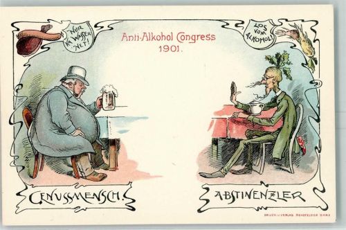 Kongress Jugendstil AK Antialkohol 1901 Lithographie