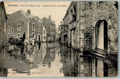 Charleville-Mezieres 1916 Überschwemmung Crue de la Meuse - Inondation de la rue Colette AK