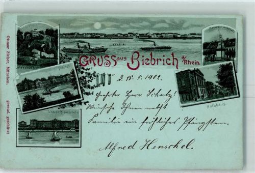 Biebrich Gruss aus Rathaus Kriegerdenkmal Ottmar Zieher