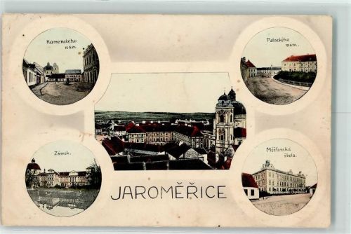 Jaromerice nad Rokytnou 1917 Komenskeho nam Palackeho nam Zamek Mesfanska skola