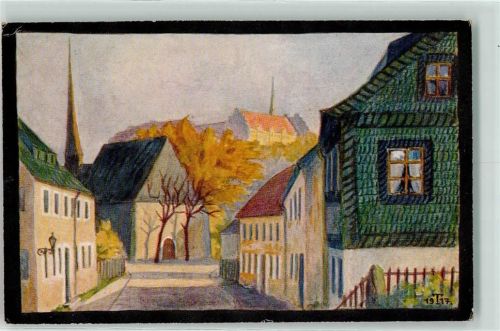 Stollberg Zwickauerstraße Helden-Gedächtniskirche Schloß Hoheneck sign. T 1917
