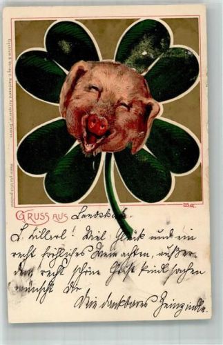 1900 Adelskorrespondenz Schweinekopf im Kleeblatt Neujahr