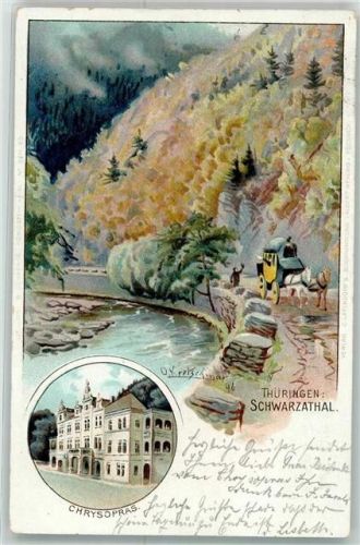Bad Blankenburg Hotel Chrysopras Kutsche sign. O. Kretschmar
