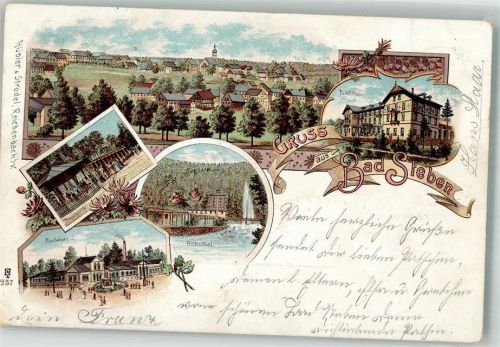 Bad Steben 1898 Lithographie Parkhotel Kurhaus