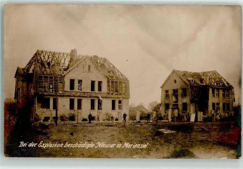 Mariensiel bei der Explosion beschädigte Häuser