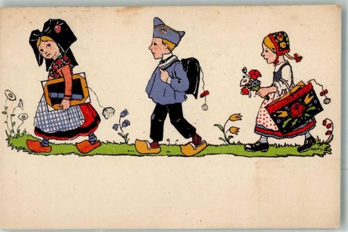 1932 Carte La Cigogne Strasbourg Schulkinder Trachten Nr. 167