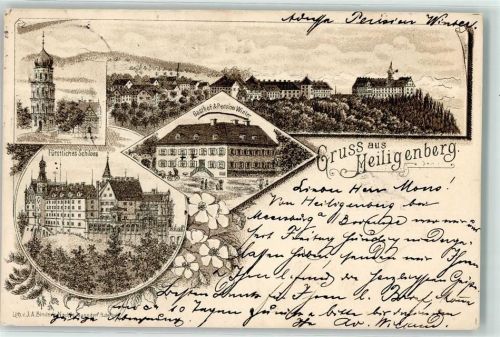 Heiligenberg 1895 Fürstliches Schloss Gasthaus u. Pension Winter Alter Druck um 1893