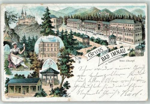 Bad Imnau 1899 Trachtenmädchen Fürsten Quelle Erkerbau Kaspar Quelle