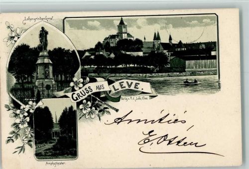 33829 W4807 Cleve 1900 Lithographie Gruss aus - Lohengrindenkmal, Teilansicht AK