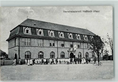 67454 W6733 Haßloch , Pfalz - Vereinslazarett Fahrrad Rot Kreuz-Fahne