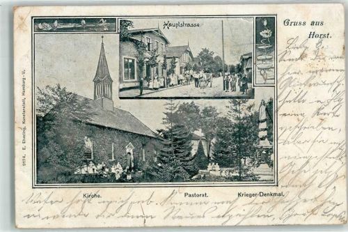 Horst 1901 Hauptstraße Kirche Pastorat Kriegerdenkmal