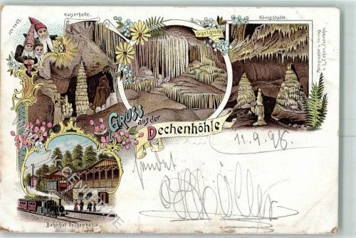 Iserlohn 1898 Gruss aus Bahnhof Dechenhöhle Eisenbahn Zwerg AK