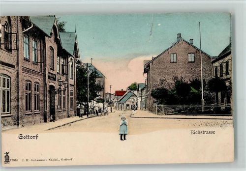 Gettorf 1900 Eichstrasse , Gasthof , Fuhrwerk AK