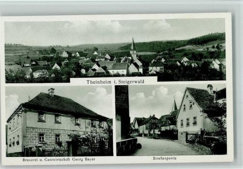 Theinheim 1938 Brauerei Georg Bayer, Teilansicht, Straßenpartie AK