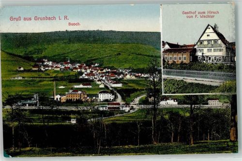 Grunbach Buoch Fabrik Kirche Gasthaus zum Hirsch Gruss Bahnhof