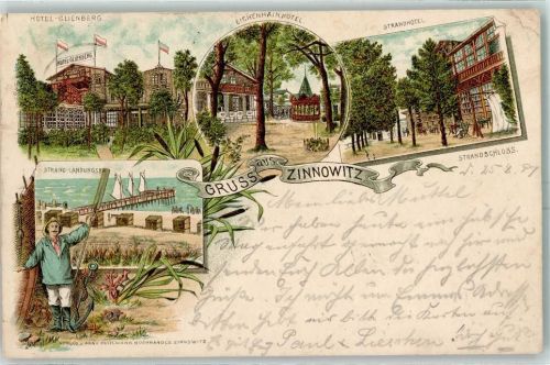 Zinnowitz 1897 Hotel Glienberg Eichenhain Hotel Strandhotel Strand Landungsbrücke