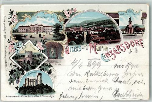 Maria Enzersdorf 1899 Schloss Liechtenstein Schwarzer Turm Maria Lourdes Grotte Wallfahrtskirche