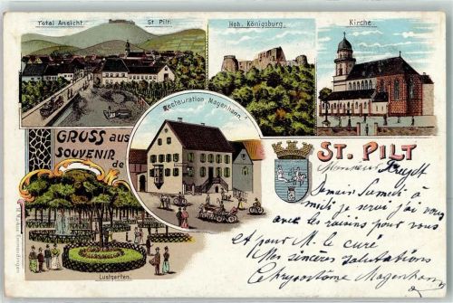 Saint-Hippolyte 1899 Hoh. Königsburg Kirche Gasthaus Magenhann Lustgarten Wappen
