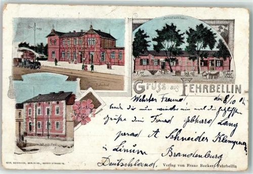 Fehrbellin 1901 Bahnhof Kaisers Post Schützenhaus