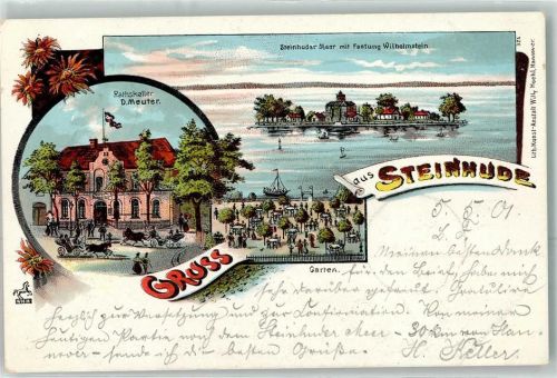 Steinhude 1901 Steinhuder Meer mit Festung Wilhelmstein Gasthaus Ratskeller