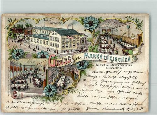 Markneukirchen Gasthaus zum Deutschen Kaiser Innenansicht Lithographie