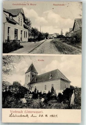 Neuenkirchen Vorbruch Geschäftshaus Meyer Hauptstraße Kirche Ort lt. Stempel