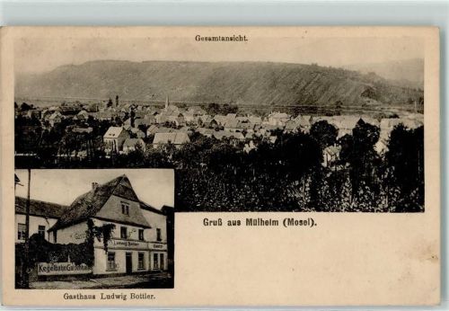 Mülheim 1916 Gasthaus Ludwig Bottler Kegelbahn Gartenhalle