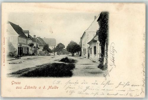 04509 O7271 Löbnitz b Delitzsch 1904 Gebrauchsspuren Dorfstraße