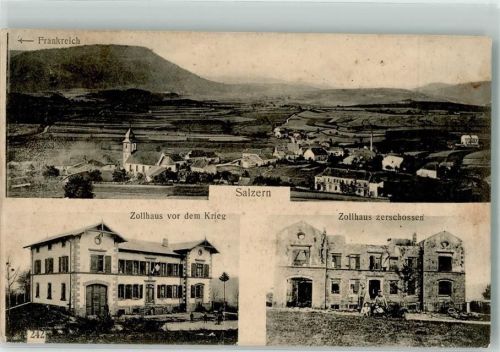 Saulxures 1916 Salzern Zollhaus vor dem Krieg Zerschossen Trümmer Feldpost WK I 39. Res. Div.