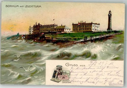 Borkum 1912 Leuchtturm Werbung Hauswaldts Spezialitäten