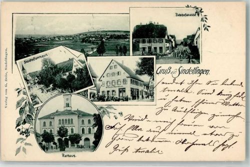 Sindelfingen 1901 Rathaus Stadtpfarrhaus Bahnhofstraße Gasthaus Hörmann