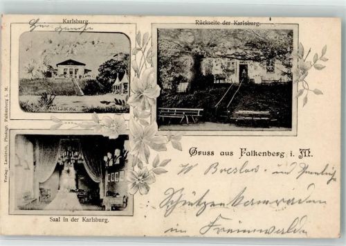 16259 O1312 Falkenberg , Mark 1903 - Karlsburg Saal Rückseite Karlsburg