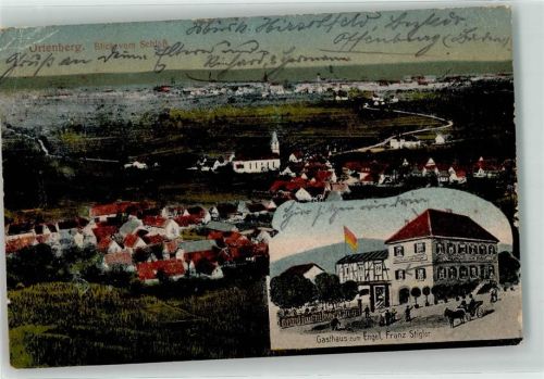 Ortenberg 1918 Gasthaus zum Engel Blick vom Schloss