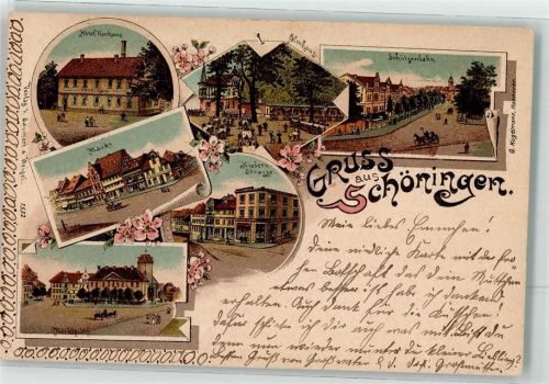 Schöningen 1904 Schützenbahn Markt Niedernstraße Hotel Kurhaus