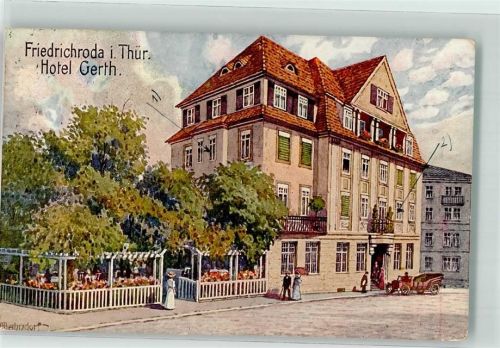 Friedrichroda 1902 Hotel Gerth Gartenwirtschaft signiert