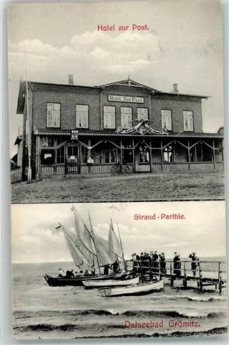23743 W2433 Grömitz 1908 - Hotel zur Post Bootsanlegesteg Segelboote