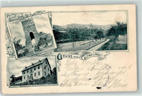 Altweilnau 1902 Gasthaus zur Burg Altweilau der Landstein