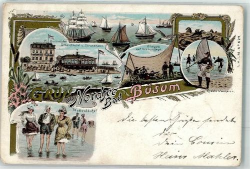 Büsum 1898 Krabbenfängerin Wattläufer Strandhotel Strandhalle