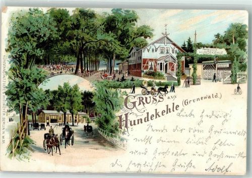 Grunewald 1898 Gasthaus Hundekehle Droschken