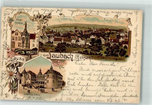 Laubach 1898 Kriegerdenkmal Gräfl. Schloß Margeriten