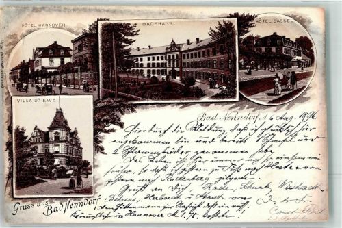 Bad Nenndorf 1897 Vorläufer Villa Dr. Ewe Hotel Hannover Badehaus Lithographie