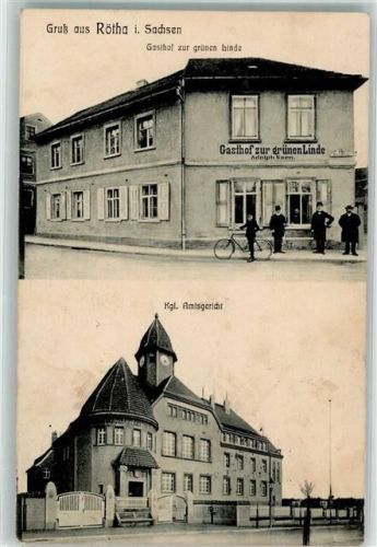 Rötha 1914 Kgl. Amtsgericht Gasthaus zur grünen Linde Fahrrad