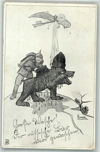 1914 sign. H. Lermke Große Wäsche der russische Bär Propaganda WK I