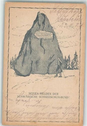 Seebach Bundesdenkstein Schwäbischer Schneeschuh-Bund Schneeschuh-Träger Ort lt. Stempel