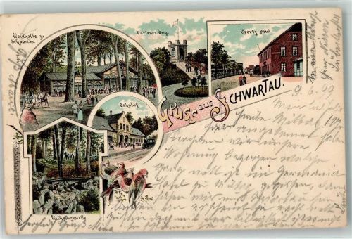 Bad Schwartau 1899 Waldhalle Pariener Berg Geertz Hotel Bahnhof Wilhelmsquelle Lok Vögel Gruss